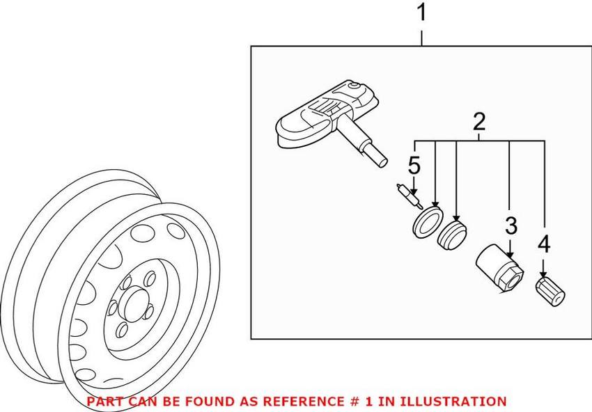 VW Tire Pressure Monitor Sensor (315MHZ) 1K0907253E